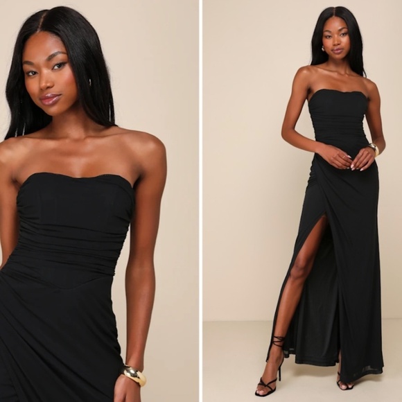 LULUS Prom Wedding Bridesmaid Romantic Strapless Bustier Sexy Elegant Maxi Dress - Picture 1 of 4